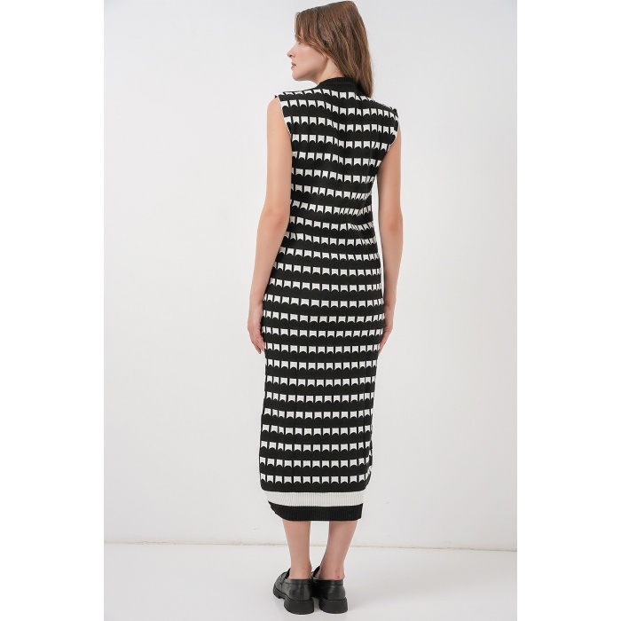 Kadın Uzun Triko Süveter 15961 - D. Siyah