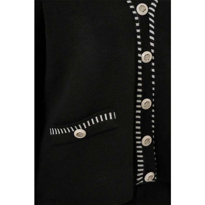 Kadın Nakışlı Triko Hırka Pantolon İkili Takım 15963 - Siyah