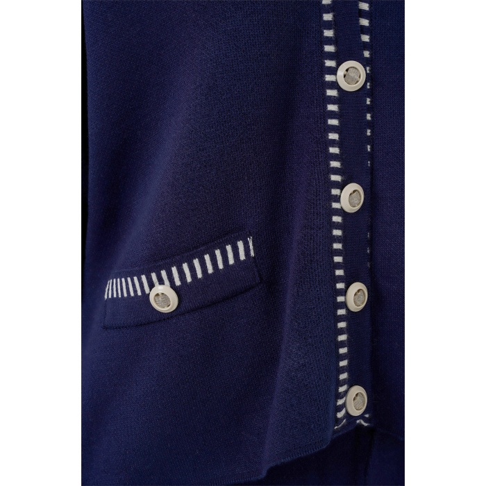 Kadın Nakışlı Triko Hırka Pantolon İkili Takım 15963 - Lacivert