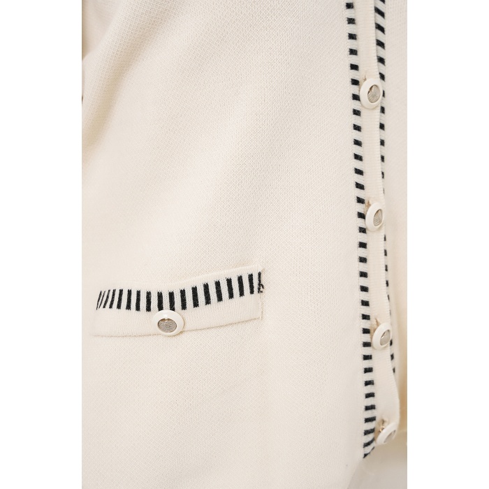 Kadın Nakışlı Triko Hırka Pantolon İkili Takım 15963 - Ekru