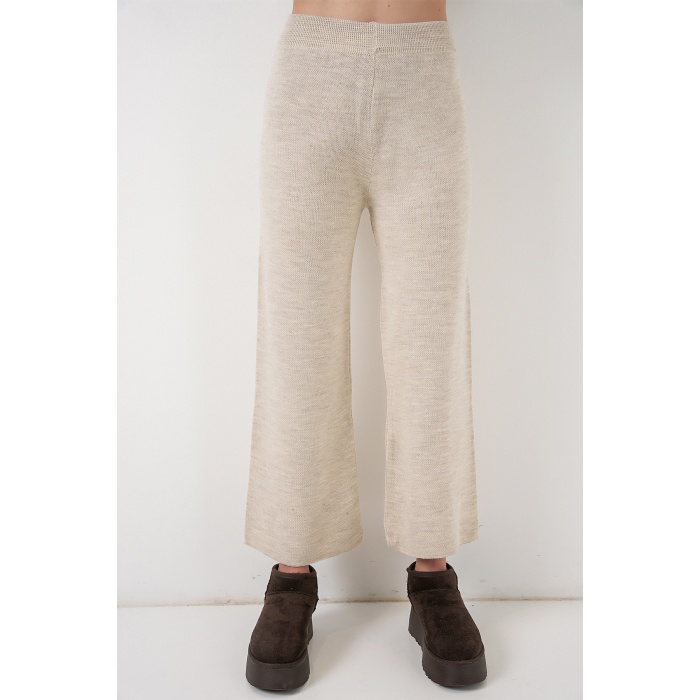 Kadın Cepli Hırka Triko İkili Takım 15964 - Ekru