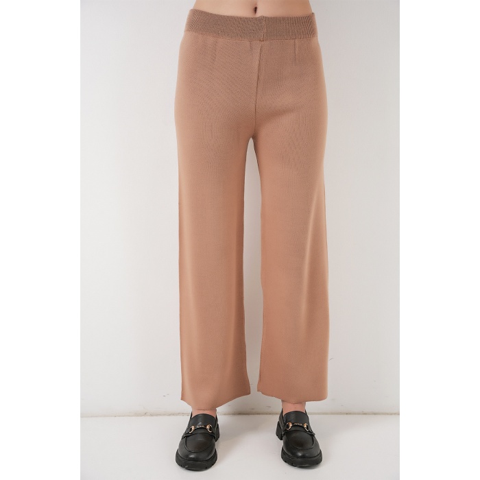 Kadın Cepli Hırka Triko İkili Takım 15964 - Camel