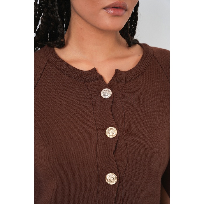 Kadın Triko Panço Hırka 15965 - Kahverengi