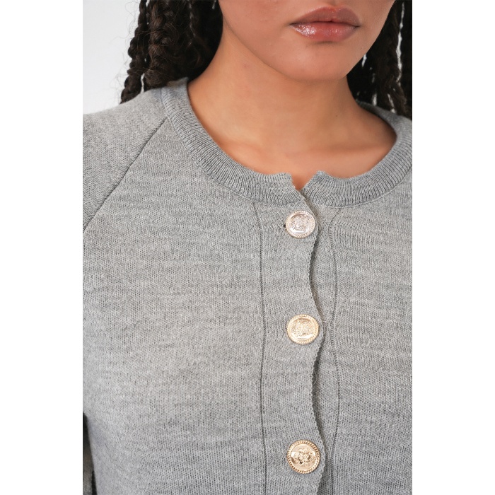 Kadın Triko Panço Hırka 15965 - Gri