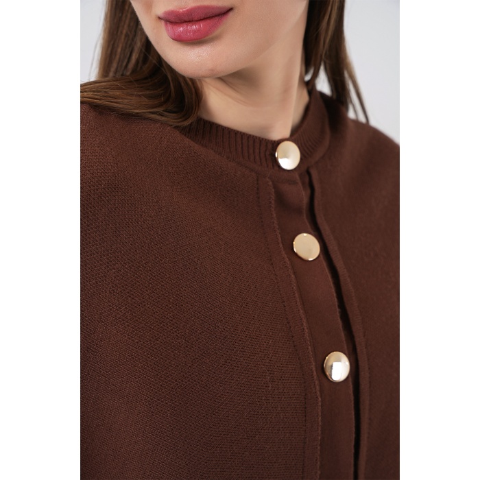 Kadın Pelerinli Triko Hırka 15967 - Kahverengi