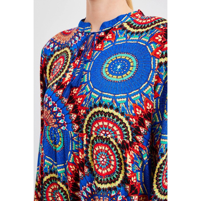 1627 Yaka Bağcıklı Tesettür Elbise - A.SAKS