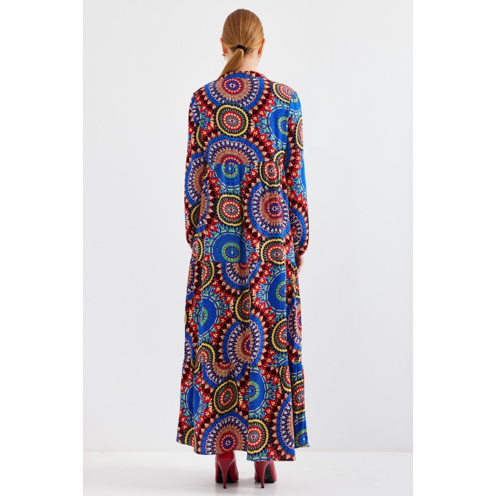 1627 Yaka Bağcıklı Tesettür Elbise - A.SAKS