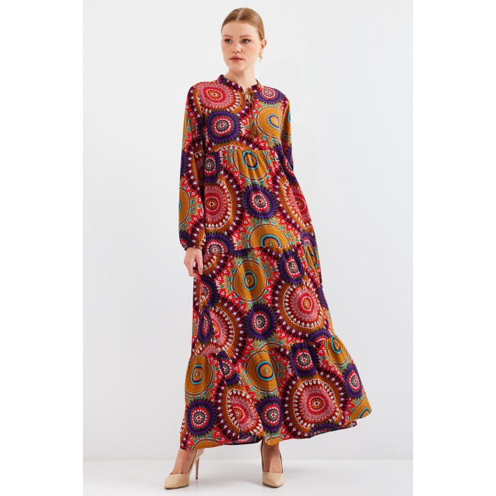 1627 Yaka Bağcıklı Tesettür Elbise - A.Hardal