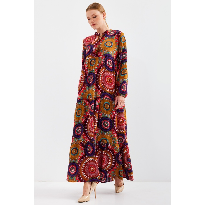 1627 Yaka Bağcıklı Tesettür Elbise - A.Hardal