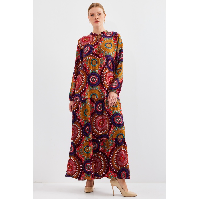 1627 Yaka Bağcıklı Tesettür Elbise - A.Hardal