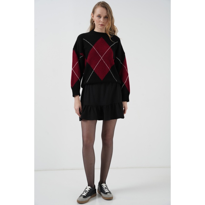 1884 Örme Siyah Mini Etek