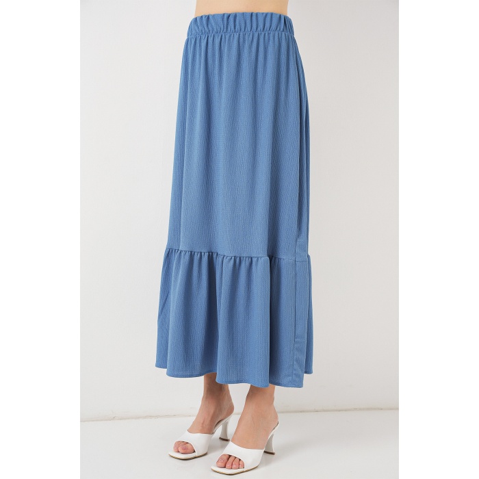 1886 Uzun Örme Etek - İndigo