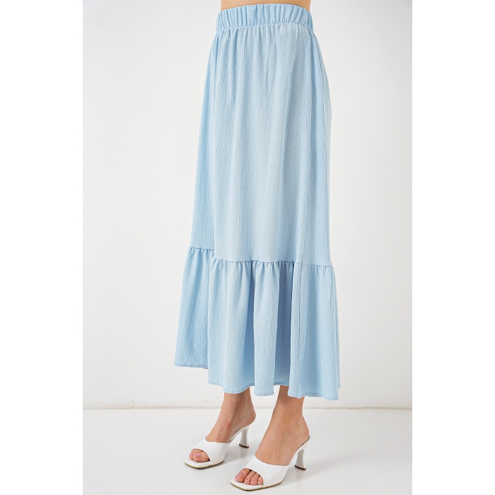 1886 Uzun Örme Etek - Açık Mavi