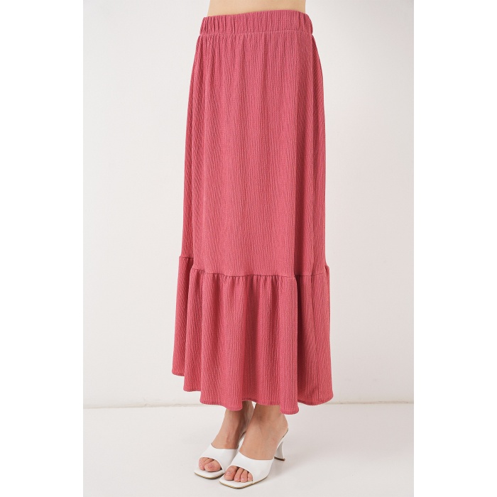 1886 Uzun Örme Etek - Gül Kurusu