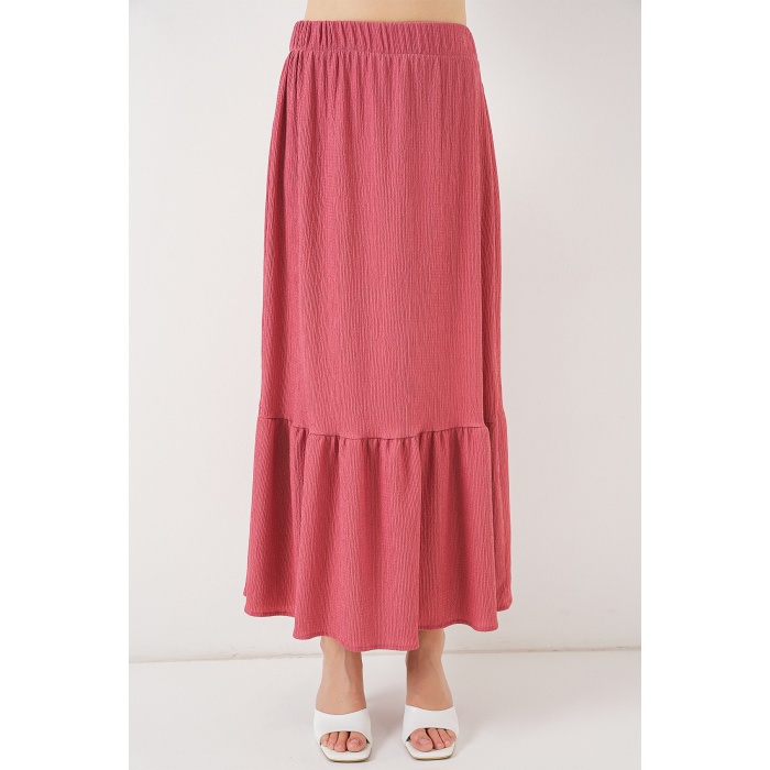 1886 Uzun Örme Etek - Gül Kurusu