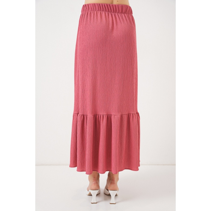 1886 Uzun Örme Etek - Gül Kurusu