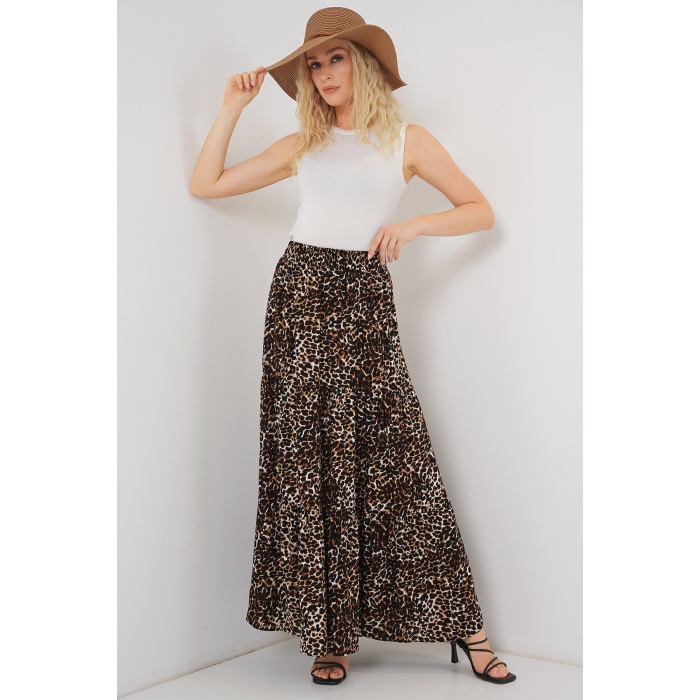 1898 Desenli Uzun Etek - C. Kahverengi