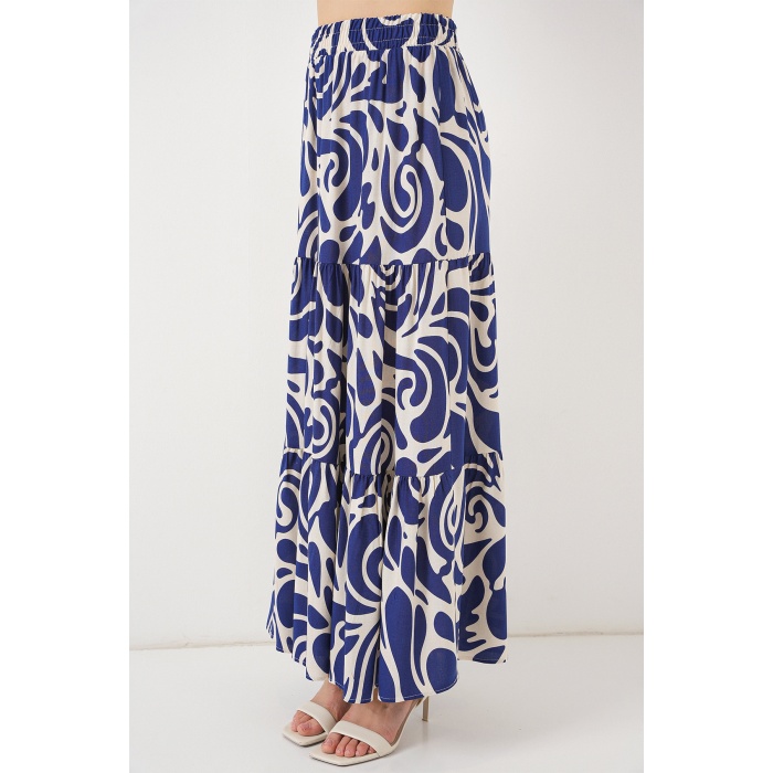 1898 Desenli Uzun Etek - F.Lacivert