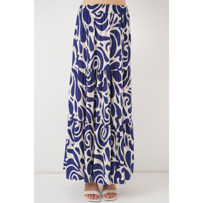 1898 Desenli Uzun Etek - F.Lacivert