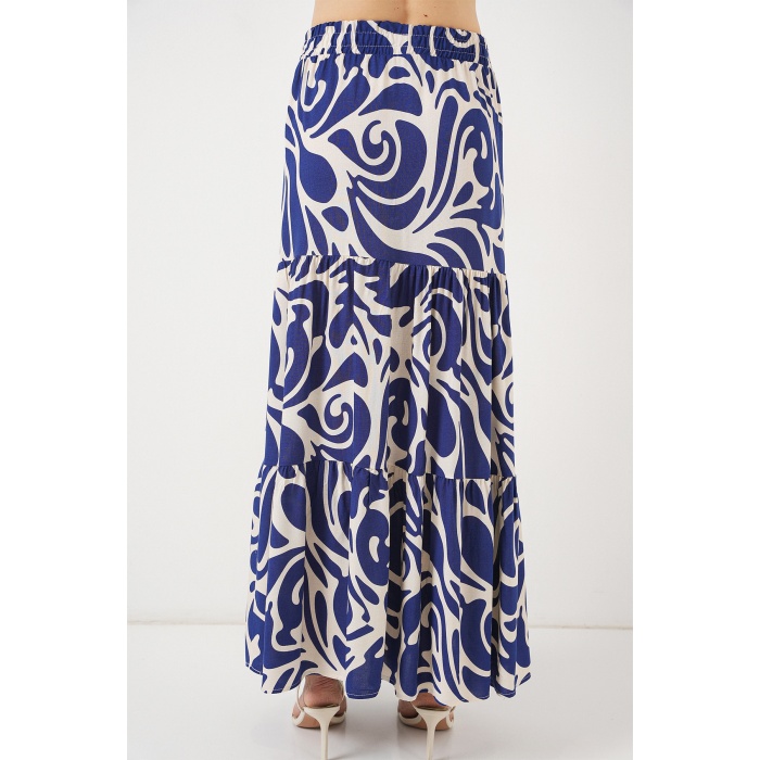 1898 Desenli Uzun Etek - F.Lacivert