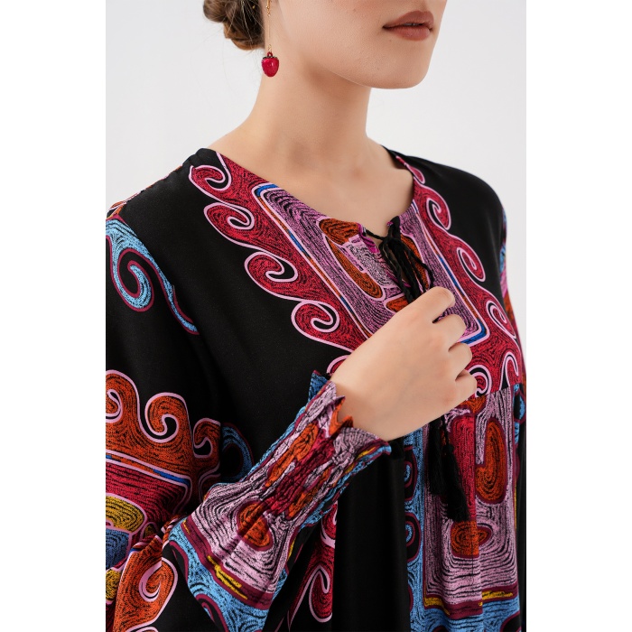 1947 Desenli Uzun Elbise - M. Kırmızı