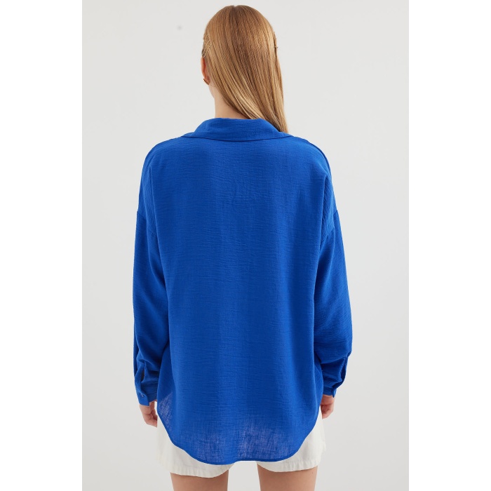 20153 Tek Cepli Oversize Keten Gömlek - C.Saks