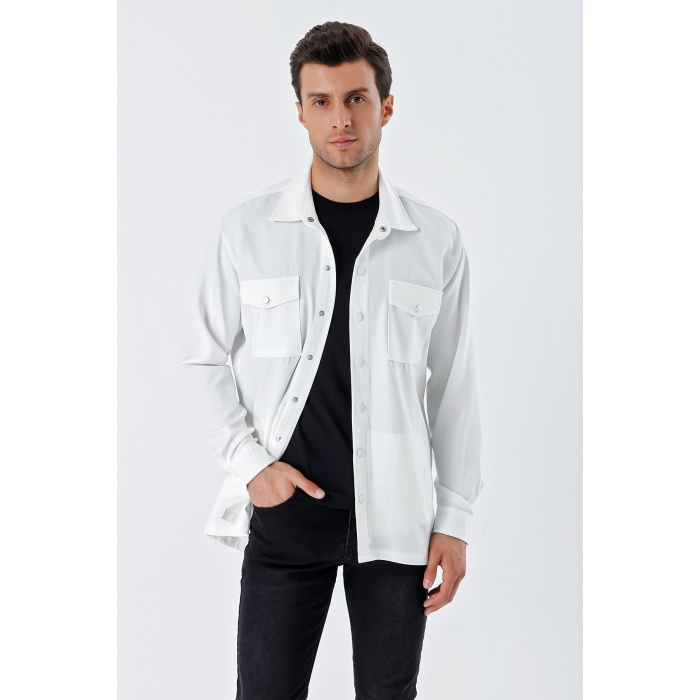 20193 Oversize Erkek Gömlek - Beyaz