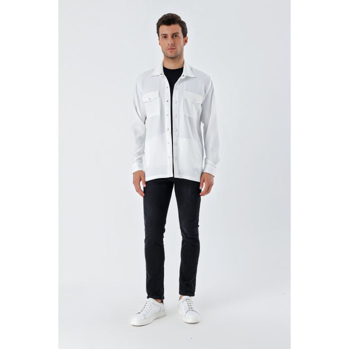 20193 Oversize Erkek Gömlek - Beyaz