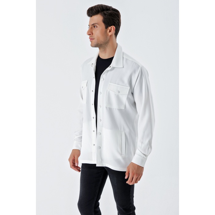 20193 Oversize Erkek Gömlek - Beyaz