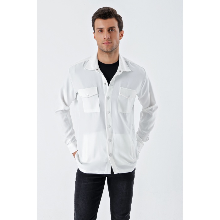 20193 Oversize Erkek Gömlek - Beyaz