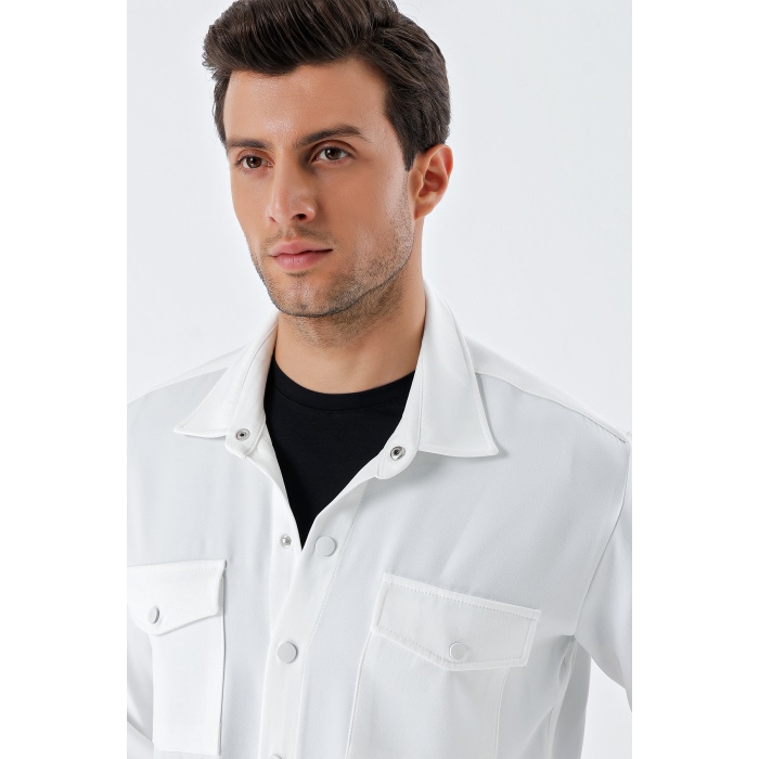 20193 Oversize Erkek Gömlek - Beyaz