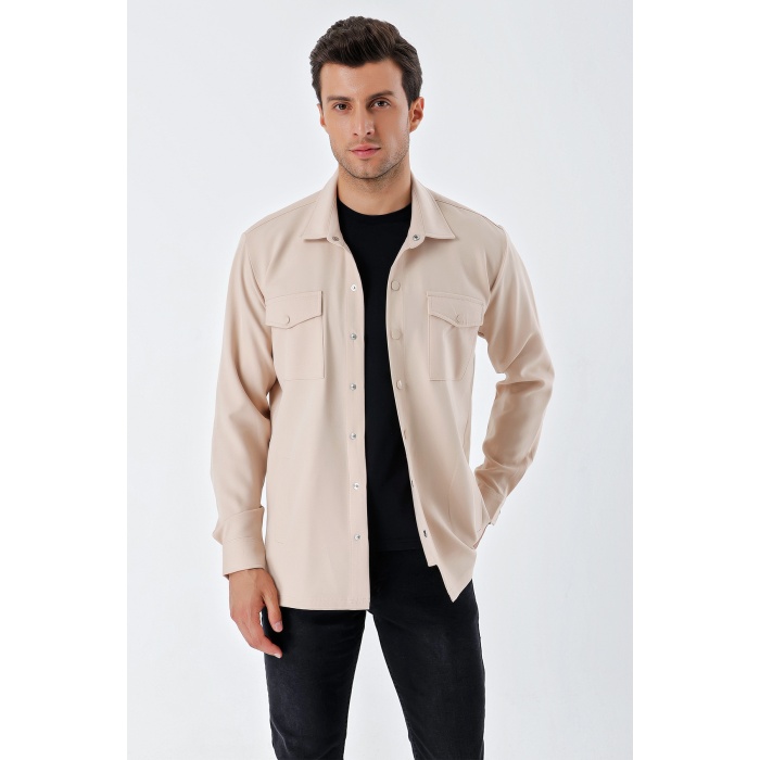 20193 Oversize Erkek Gömlek - Krem