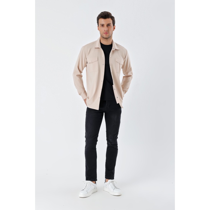 20193 Oversize Erkek Gömlek - Krem