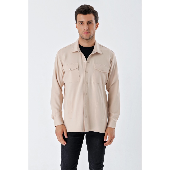 20193 Oversize Erkek Gömlek - Krem