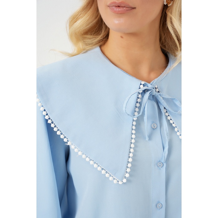 Kadın Bebe Yaka Gömlek 20314 - Mavi