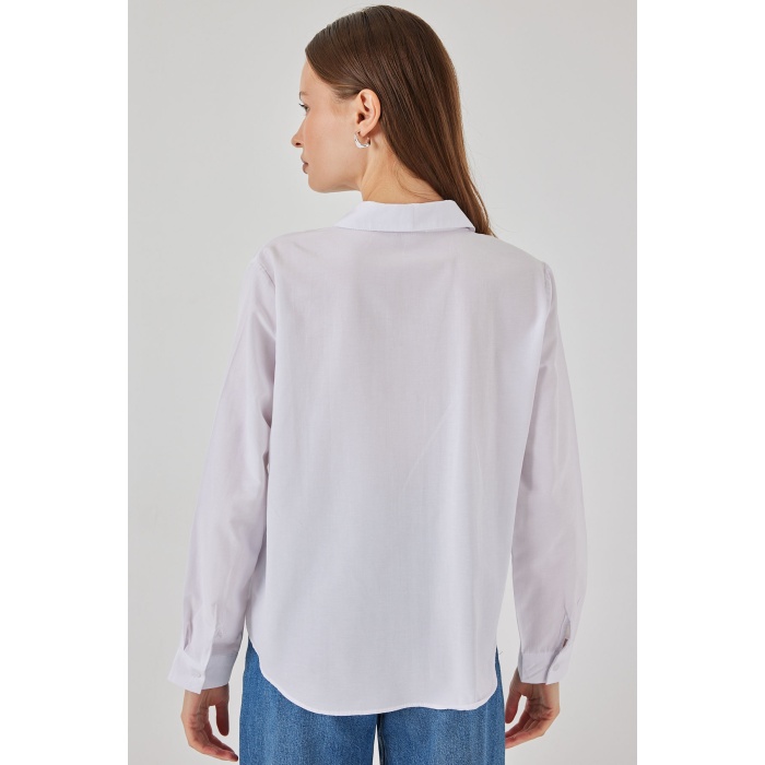 Kadın Basic Gömlek 20348 - Beyaz