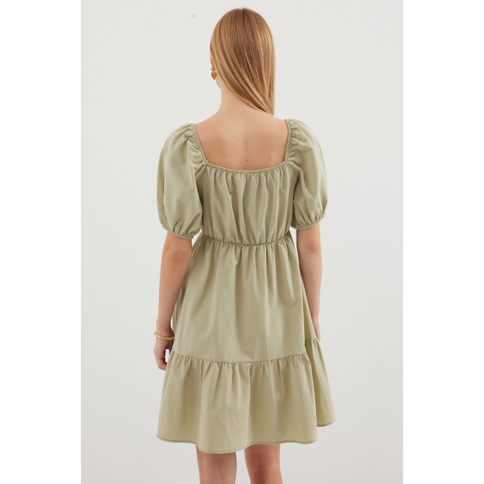 2351 Kloş Poplin Elbise - Çağla