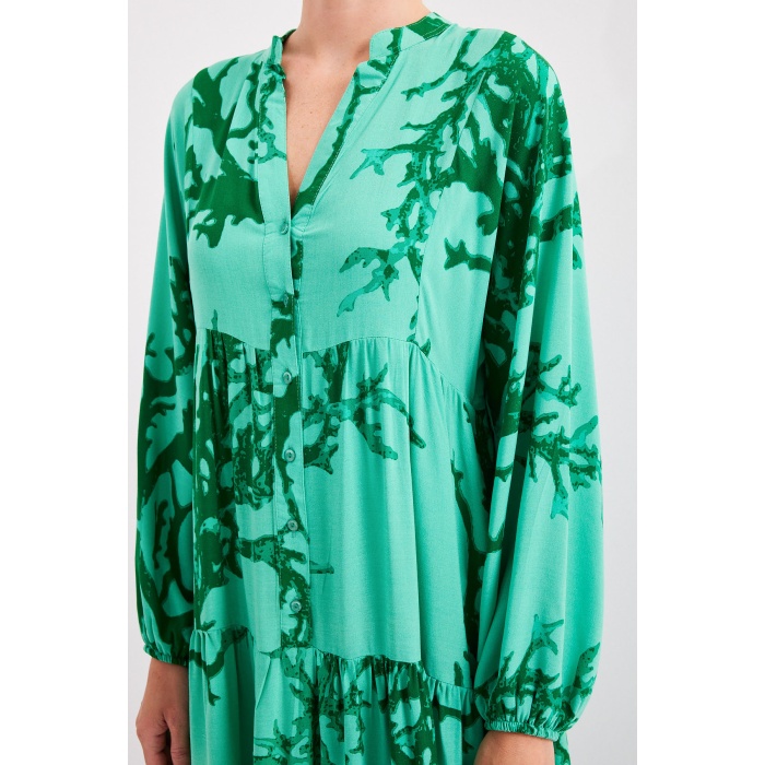 Kadın Koyu Yeşil Viskon Tesettür Elbise 2423