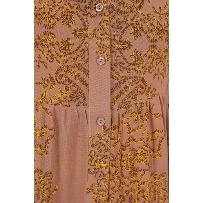 Vizon Gold Desenli Tesettür Elbise 2423