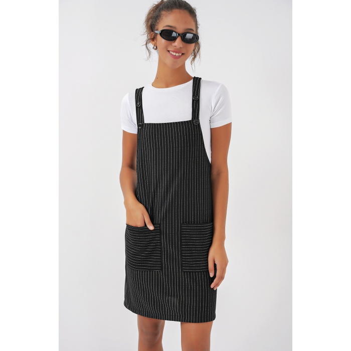 2440 Mini Salopet Elbise - Siyah