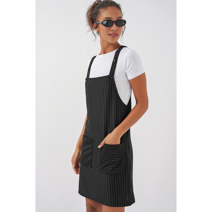 2440 Mini Salopet Elbise - Siyah