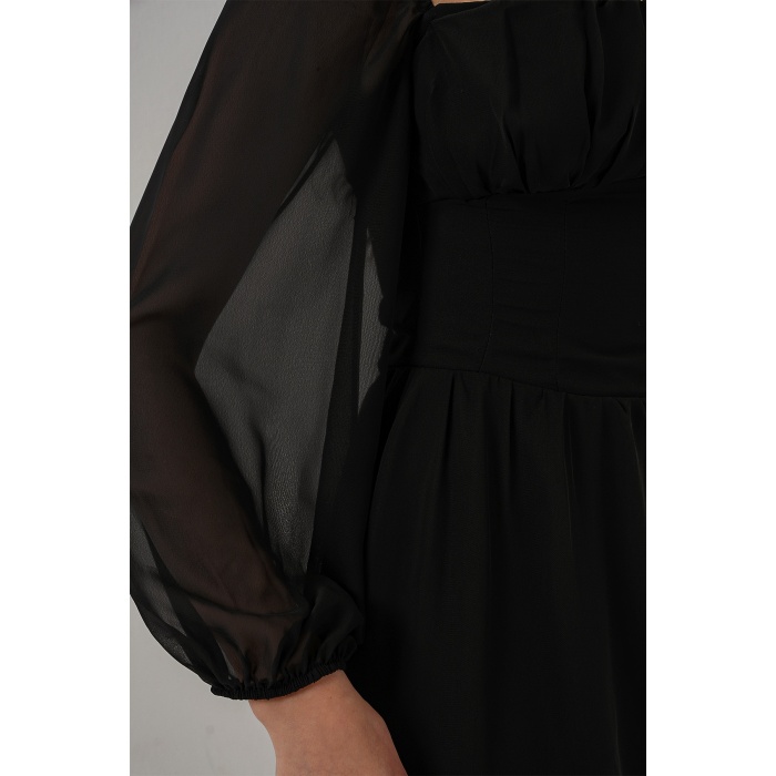 Kadın Mini Tül Elbise 2514 - Siyah