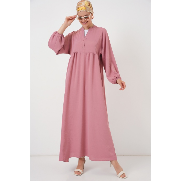 Kadın Uzun Tesettür Elbise 2525 - Gül Kurusu