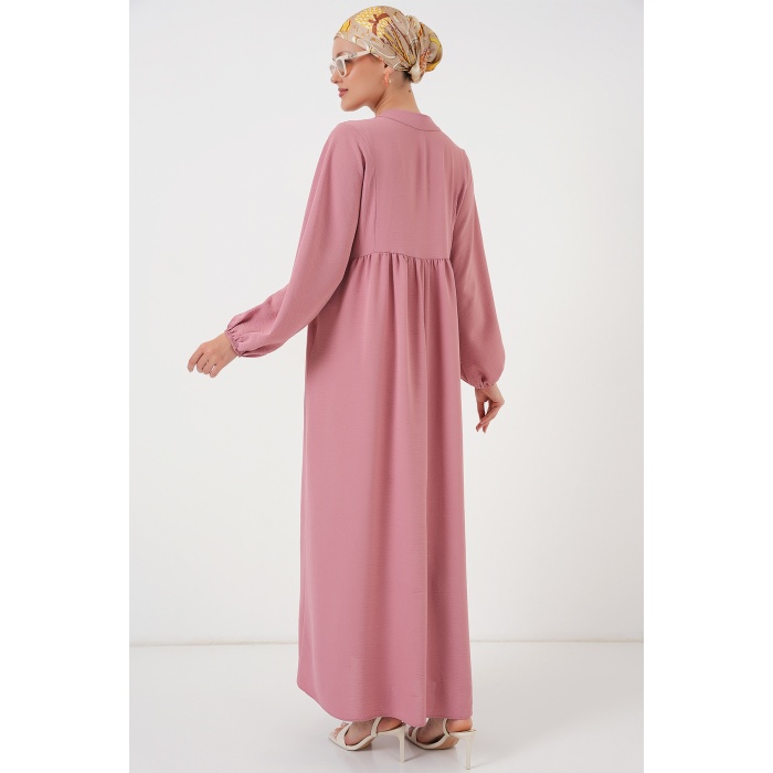 Kadın Uzun Tesettür Elbise 2525 - Gül Kurusu