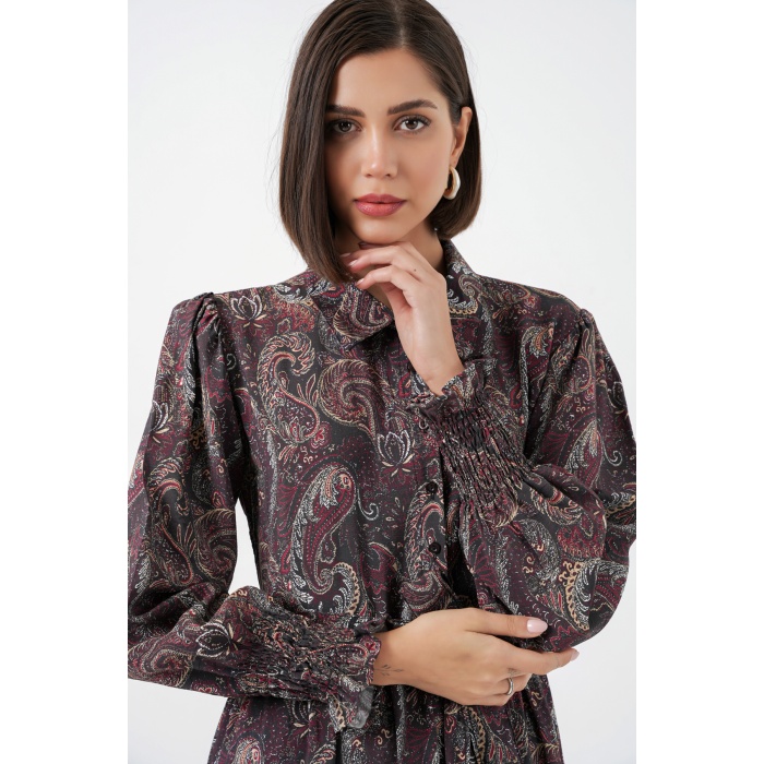 Kadın Kuşaklı Tesettür Elbise 2589 - Siyah