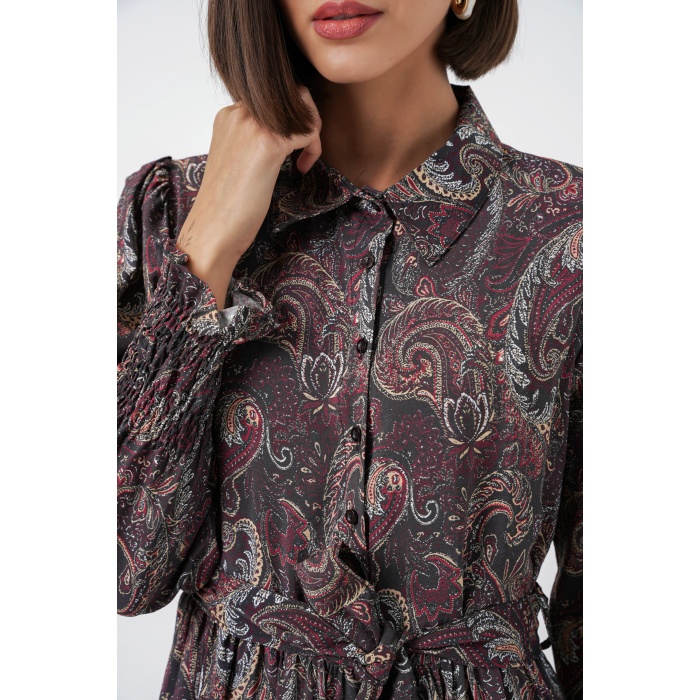 Kadın Kuşaklı Tesettür Elbise 2589 - Siyah