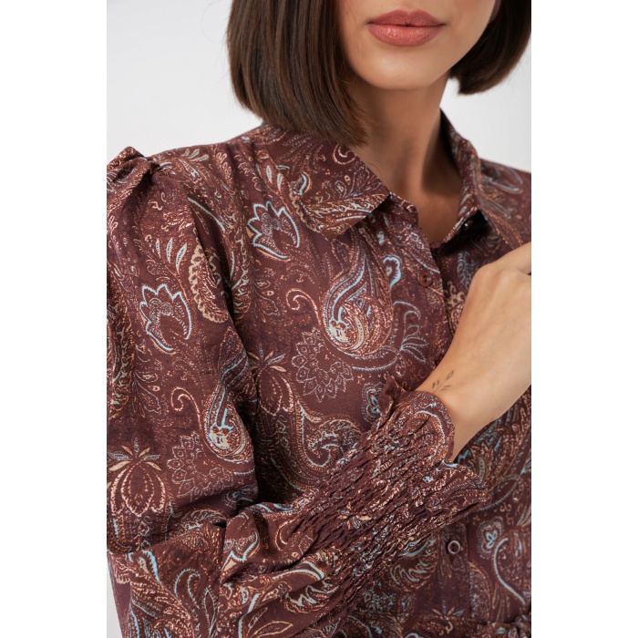 Kadın Kuşaklı Tesettür Elbise 2589 - Kahverengi