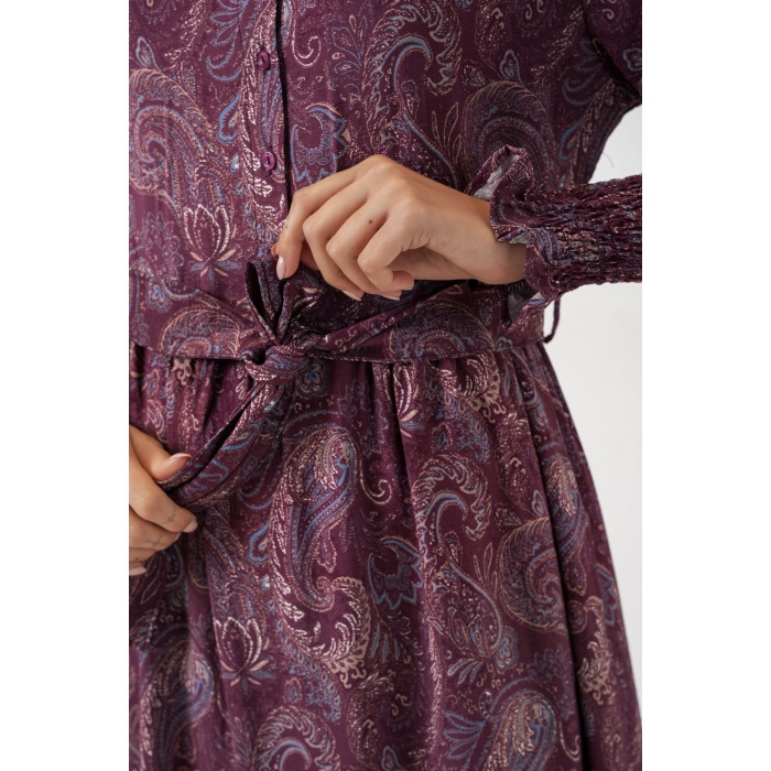 Kadın Kuşaklı Tesettür Elbise 2589 - Bordo