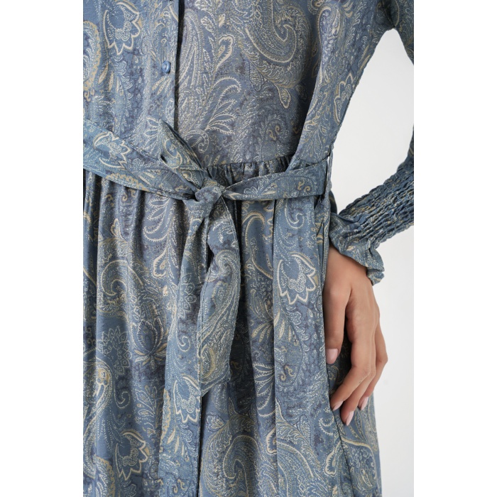 Kadın Kuşaklı Tesettür Elbise 2589 - Mint