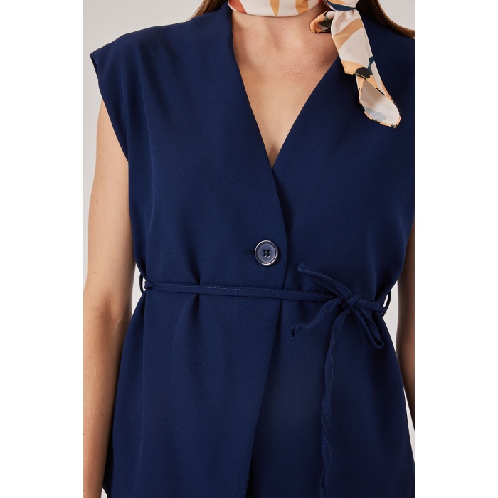 Kadın Yelek Pantolon Kumaş Takım 30050 - Lacivert